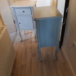 gorgeous pair of side tables with one drawer and a big storage, one of the drawer draw is a little stiff sometimes but doesn't affect use
shabby chic style, colour can always be changed to your choice, used anywhere in the home