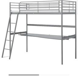 Single loft bed with desk top and shelf. Please note it is white, not silver. In good condition. Mattress not included.
Product size: Length 208cm, Height to bed base 145cm, width 97cm, takes a 200x90 mattress.
OPEN TO NEGOTIATION 
Pick up only.
