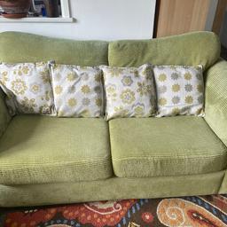 Good sofa bed fro DFS, lime green. Top cushions have a little discolouration from the sun but other than that it is in a good condition, the bed function is comfortable and works well. PICK UP ONLY!!! Measurements are 94cm x 191cm x 69cm