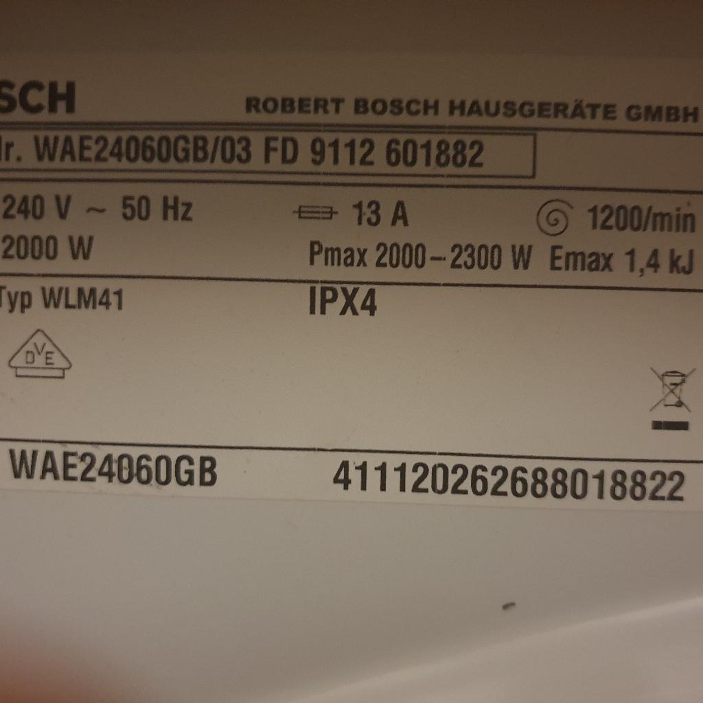 Bosch Washing Machine in E4 London Borough of Waltham Forest for £40.00