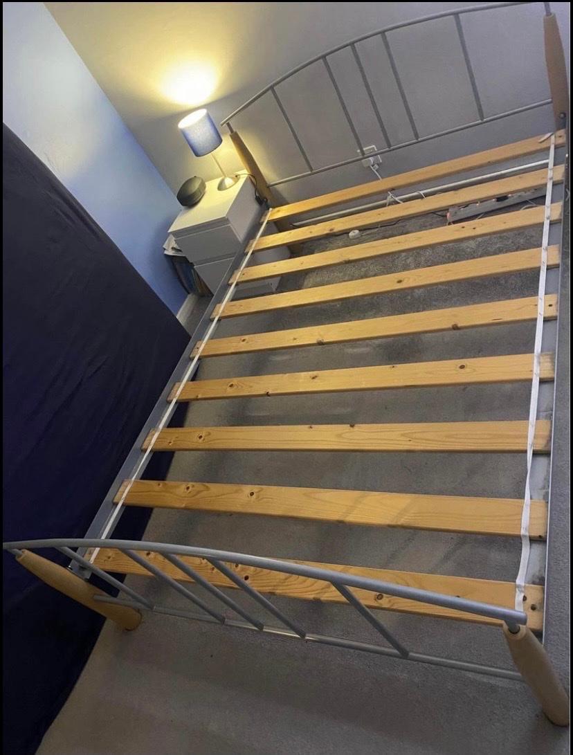 Metal double bed with or without mattress in Luton for £90.00 for sale