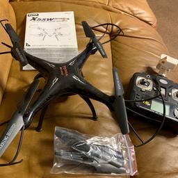 Syma X5SW. Drone
Been in cupboard so some damage see pictures.
No charger - instruction booklet states USB charging wire.