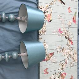 1 x Dunelm mint green canvas and 2 Teal Lamps