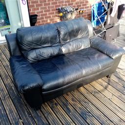 2 seater black leather sofa couch
ideal for conservatory, summer house or waiting room

new sofa is reason for sale
good condition
collection only