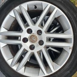 Decent set of alloys for Vauxhall Opel or saab. will fit the astra vectra zafira and omega. 2 tyres are in good condition. One in ok condition and one needs replacing.