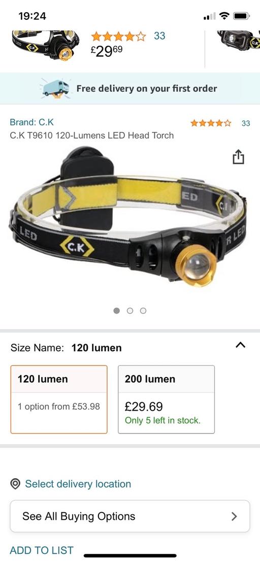 Buy & Sell Tyne and Wear Sunderland - Photos for CK 120 Lumen head torch