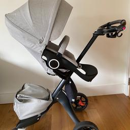 Grey Xplory Stroller Complete Set.
Very good condition. 

Comes with baby cot, foot muff, baby changing bag, parasol, rain cover and drinking cup.

Complete stroller with high seat to keep your baby close - closeness & connection with their parents gives babies a sense of security​.

Three seat recline angles for all-day comfort: sleep, rest, active; reversible seat with parent- and forward-facing positions​.

Grows with your child from newborn to toddler, up to a weight limit of 22kg / 45lbs​.