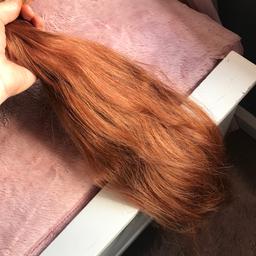 These are the seamless Milk and Blush human hair ( was blonde but have dyed copper but can be dyed darker) they are 20-22 inches they include a extra thick weft piece aswell which can be worn with the pack or seperately..

Any silly offers shall be ignored..
