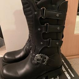 Never worn
New Rock Motorcycle boots
Real leather 
Skull buckles
Size open to offers 