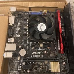 asus a68hm-k motherboard with AMD a8-7650k
Comes with 4gb hyperx ram