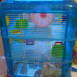HAMSTER cage and ball plus bag of bale. look at all pictures to see that the top of the cage is broken.but you can tape it down.sell as l don't need it anymore. NO TIME WASTERS. 