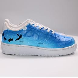 Details
Peter Pan Themed Kids Air Force 1 LV8
Kids - UK Size 12.5
Description
These Hand-painted custom Peter Pan Themed Kids Air Force 1’s are Handmade with Leather Paint, with a Matte Finish to restore sneakers to their original Factory condition and give them that glossy look.

All our products are Sourced Directly from the following:
Nike or from a Nike Retailor and are 100% Authentic.

From £80 depending on Size
UK sizes from 10 to 2.5

message for details or visit
