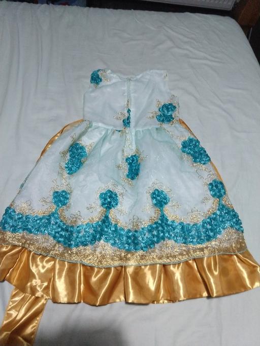Buy & Sell West Midlands Dudley - Photos for Girl's blue and gold ribbon Dress, 4-5 year