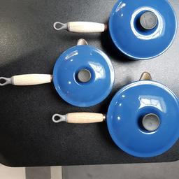 Set of 3 Blue cast iron pans, used and good condition, 16, 18 and 20cm
collection only, need gone by 05th November 