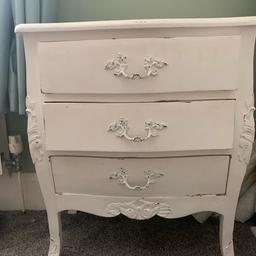 Louis style side table white three drawers. Great upcycle project