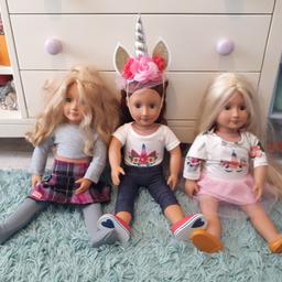 Hi there I'm selling 3 our generation dolls. The hairs just need a good brush Collection B63