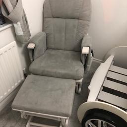 Nursing chair white and grey used for. Year in very good condition from a smoke and pet free home £50