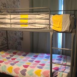 Grey metal IKEA bunkbeds in good used condition..(no mattress) selling or will swap for single bed/beds. can possibly drop off local to A-U-L. my contact number is 07770772884