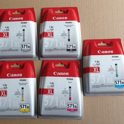 Five Canon 571xl Ink Cartridges 
Black
Cyan 
Grey
Megenta 
Yellow
