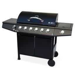 *Free delivery mainland UK
*Small scratches on the lid, see photos

The Treville gas barbecue is easy to use. It has a quick, electronic piezo ignition. Its 6 independent burners are controlled with large buttons. It has 3 removable enamelled steel cooking grids and a grid that keeps the food warm, while ceasing to cook it.

Number of burners: 7 independent (6 burners + 1 sidelight)
Burners: Stainless steel
Lid handle: Stainless steel
Wheels: 2
Bottle opener
Front cabinet, 2 doors
Burner capacity: 12.9 kW (930 g/h)
Grease trap: yes, removable
Electronic ignition: integrated Piezo on main switches
Gas type: Butane/Propane (6kg or 13kg set point)

Dimension:

Complete barbecue: W137,5 x D43,5 x H103cm
Cooking surface: 72,6 x 33,5cm | Grill heught: 84cm

All gas inputs of our appliances are equipped with G1/2 threads.
Connection: You will need a G1/2 gas pipe and a suitable gas pressure regulator, depending on the type of bottle and gas (not supplied).

BBQD68MBKGC
TM31702
