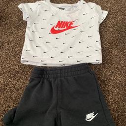 0-3 months Nike t-shirt and short set 
Used but in good condition 
Currently selling for £12 in JD