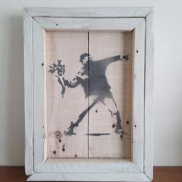Banksy style 'Molotov Flower' wall art. Handmade from reclaimed timber. Approx. 39x29cm size. Can be wall hung or stand on a shelf or mantelpiece. Has a lacqueured finish to preserve the image and make it hard wearing.
All our items are handmade from reclaimed timber which has been carefully sourced from a reputable company to ensure the best quality.
Any imperfections are part of the character of the piece.
instagram, @beechavecollective
twitter, @ave_beech