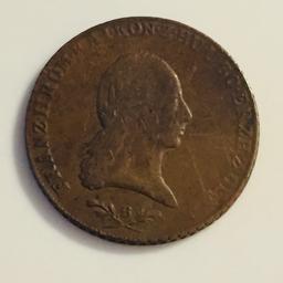 Zum Verkauf kommt die Münze von Franz Il. aus dem Jahr 1800. Die Kupfermünze hat das Münzzeichen B (Kremnitz), der Durchmesser beträgt ca. 33 mm. Im Verkaufspreis sind die Versandkosten (innerhalb von Deutschland) enthalten. Kein PayPal.