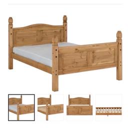 solid corona style bed 1 year old excellent condition all slats solid no cracks bed frame only headboard and end one solid piece so u need very large car pref a van to collect only selling as have new bed NEED GONE now in storage  make me an offer no reasonable offer refused COLLECTION ONLY thanks 