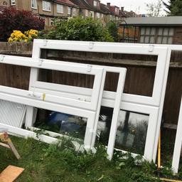 Sizes:
Larger door set 240 x 159 cm - 2 Small openers on the top corners
And smaller door set is 240 x 128 cm

£45 each. Or £80 for both.
Windows are included with frame but have been taken out.

Just under 2 years old. Recently removed to be replaced.
No returns.