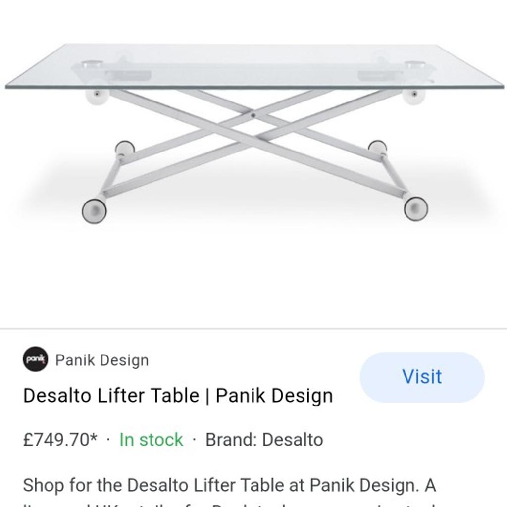 Incredibly stylish and well made also very heavy. Glass does detatxh to make it lighter hower two people required to lift. Currently in storage so access is straightforward with lift and trolly so loading up straight forward. Tempered thick glass. I love this table but I don't have a big enough room for it.