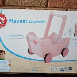 girls wooden doll pram. Brand new and makes a great christmas gift. Definitely recommend. Very nice and lovely. I have 2 of these and 2 matching doll cradles too. Whilst you here please look at my other items, thank you!
