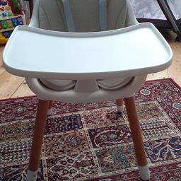 Extra pieces for the legs increase the height so baby can sit at the table

Never used as ended up with 2 high chairs

Currently around £60 new online

Collection only from L15, Liverpool