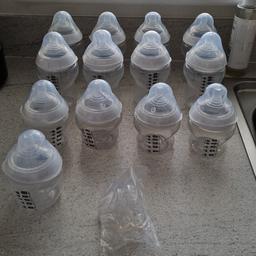 These bottles are 100% brand new, I opened them, washed them up and sterilised them all and then never used them.
I set the big bottles up with X flow teats and don't have the level 1 teats for them (variable flow teats)
The small bottles have level 1 teats in.

there are 2 level 2 teats in the sealed bag.
cost over £50 so an expensive change of mind for me.
collection Kingswinford
pet and smoke free home
