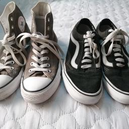 vans and converse shoes bundle. well used. logo worn off at the back of the shoes as seen in the photo