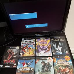 Nintendo gamecube console, Game boy player, Tv Av lead, power supply, two controllers, 8 games. Excellent condition. Selling to buy Christmas presents for my kids.