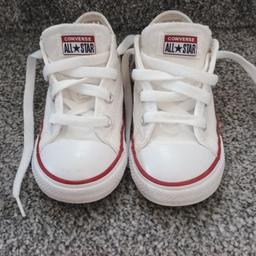 Canvas White Converse with laces.
Size UK Infant 8
Excellent Condition 
Comes from smoke/pet free home
Collection L36 Area/Postage Available.