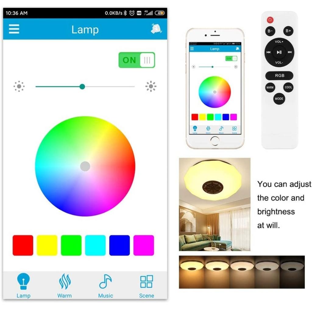 Ceiling LED lamp with speaker, app and remote in GU1 Guildford for £35.