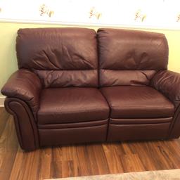 Lovely leather sofa; good condition with additional reclining action on both seats for extra comfort.

- Colour: Dark burgundy
- Smoke & pet free home.

Moving house & have merged two households so this sofa is no longer required.

Update: Sofa is now in storage in a garage in SHIRLEY, CROYDON so collection will be from there please.