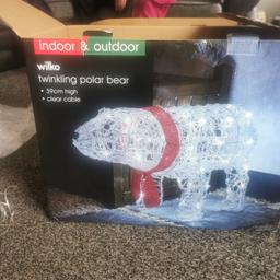 I have a brand new still in box Christmas twinkling polar bear   size W26cm H 39 D70cm in exerted condition and in working order been in loft for a year PLEASE NO TIME WASTED PLEASE AND MUST COLLECT framwellgate moor durham