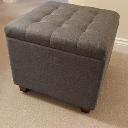 Grey Foot Stool ottoman solid wood Grey fabric, very very good quality like new 18 inches square