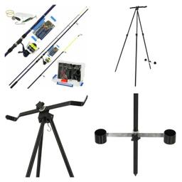 Set Includes :
2 x 12ft 2pc Beach Caster Fishing Rods
2 x 1bb Surf Beachcaster Reels
2 x Loaded Sea Fishing Tackle Boxes
1 x Sea Fishing Tripod 

2 x Sea Fishing Rods And Reels
A pickup and go Beach fishing combo!  
This set includes two 12ft, 2pc Beach caster rods with a 2-5oz casting weight (50-150g.)  
The reel is pre-spooled with 20lb Fluro yellow line and has 1BB.  
This set also includes two plastic tackle boxes with 4 sea rigs, 
4 sea feathers, 2 floats, 2 spinners, 
4 leads, 2 swivels, 2