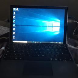 Microsoft surface pro 5 1796.

Used Microsoft Surface Pro 5 , this is virtually new. Bought brand new , comes with surface type keyboard and authentic Surface Pro pen. Only 34 charge cycles.

Intel Core m3,
128gb SSD
4gb ram 
Surface type cover
Surface Pro pen.
Boxed.
Charger.
Case 
32gb micro SD card.
