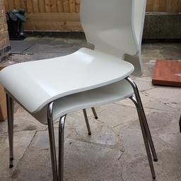 2 white and chrome dining chairs. surplus to requirements