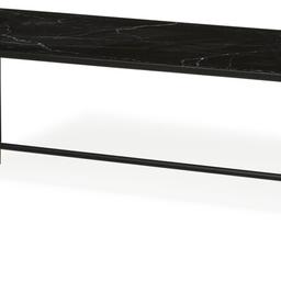 Svart glasbord i marmormönster med underrede i svartlackerad metall och mässingsfärgade detaljer.

Köpt på Mio för 1495 (ca 1 år sedan).

Säljes för 300 kr