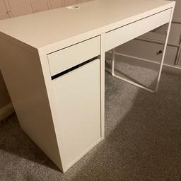 105 x 50 desk, was used as a vanity, has a few scuffs (paint chip pictured)  but still looks lovely