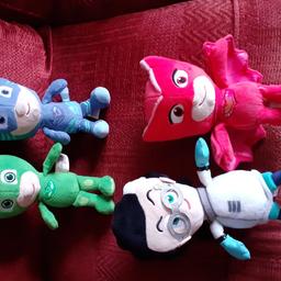 PJ Masks 4 soft toys, Romeo, Cat boy, Owlette, Gekko.  8"