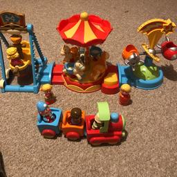 Includes Pirate ship, carousel, rocket ride, train & 4 figures . Open to offers