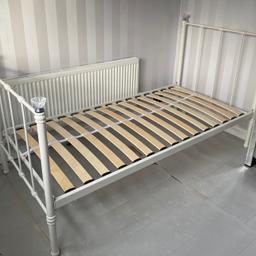 Single bed frame, in great condition, easily dismantled. Measurements are 200cm by 98cm. Collection only!