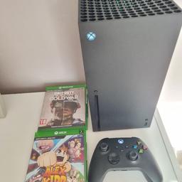 xbox series x in good working order and in very good condition come with two games and one controller and comes fully boxed but some damage on coners of boxs