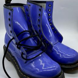 Dr. Martens AirWair 1460 Patent Leather Boots Blue Size UK4/ EUR37, great condition, new laces, grab a bargain